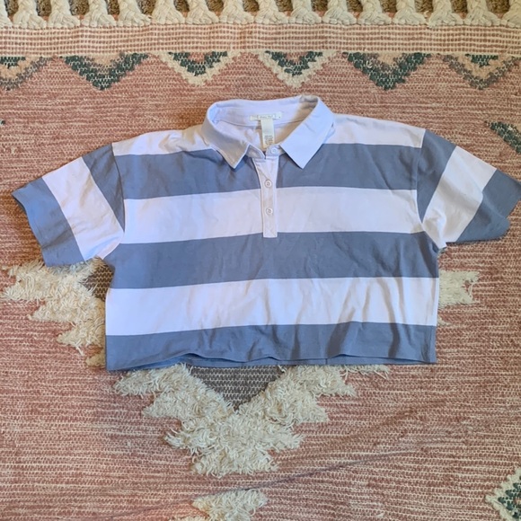 Striped Collar Top - Picture 1 of 3